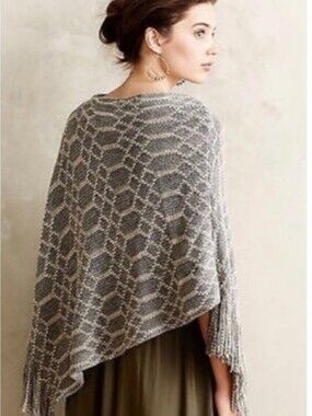 2 Chic Knit Poncho Fringe Hippie Cottage Core Lightweight